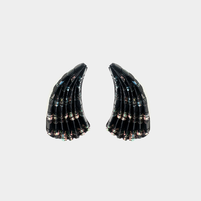 PLEATED PRINTED EARRINGS OYSTER
